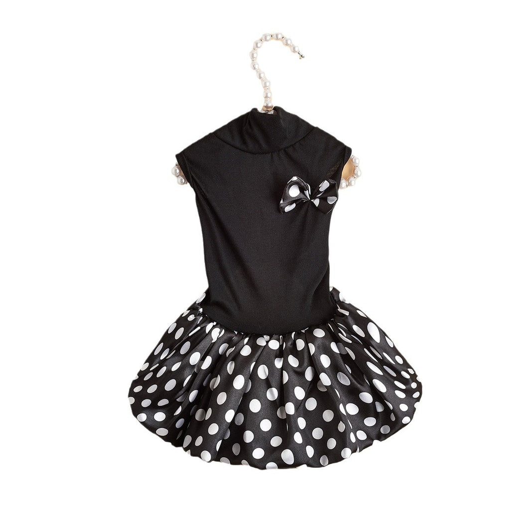 Ozzie - Polka Dot Bow Ruffle Hem Dog Dress Outfit