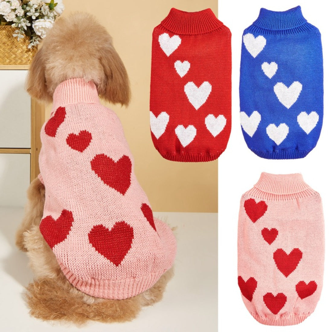 Ozzie - Valentine's Day Heart Pattern Pet Sweater