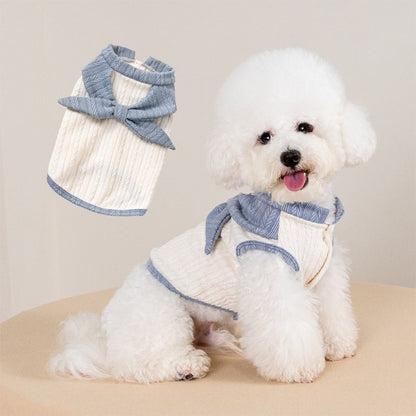 Ozzie soft knit sailor pet vest displayed flat showing front design
