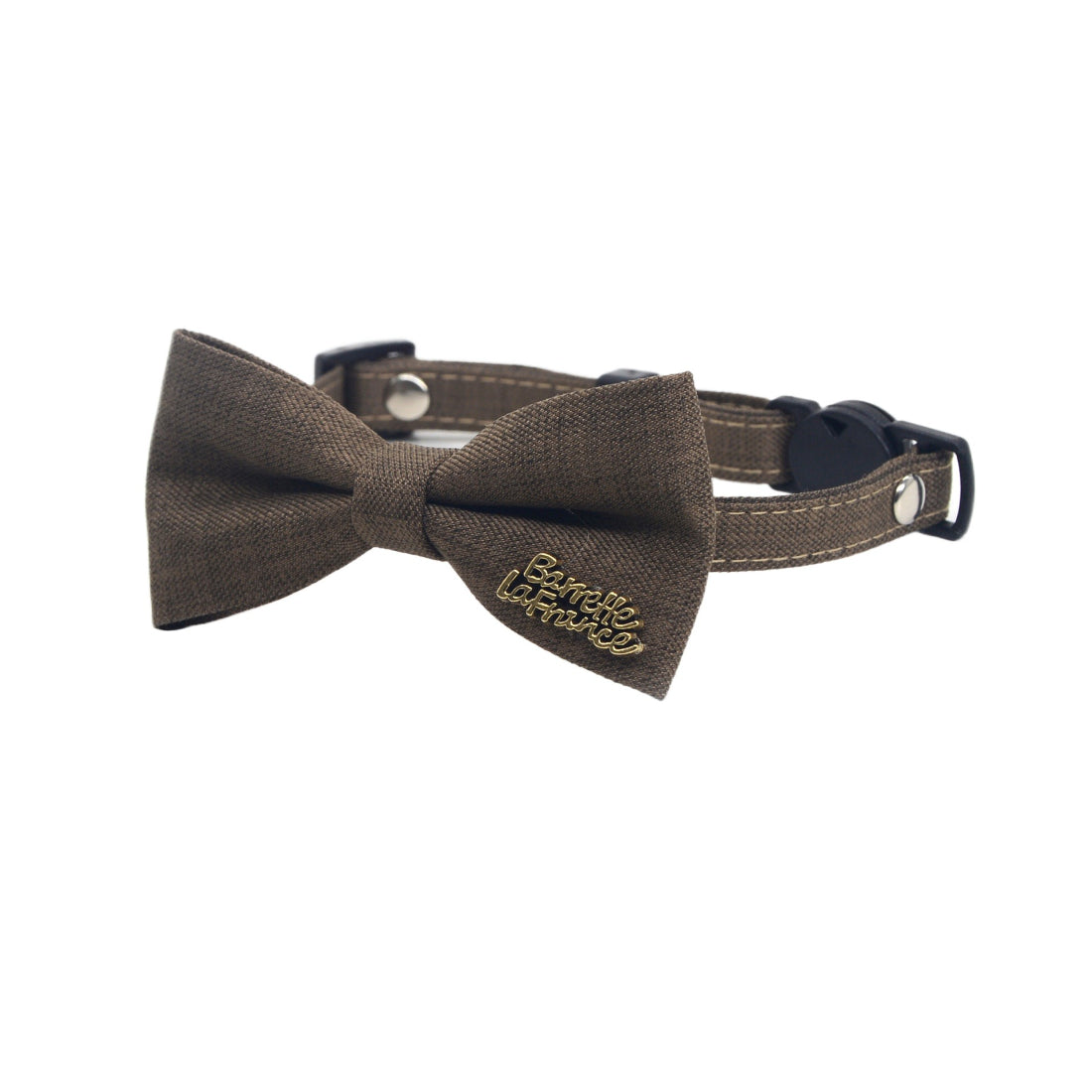 Close-up of Mokka Classic Bow Breakaway Collar showing bow tie detail
