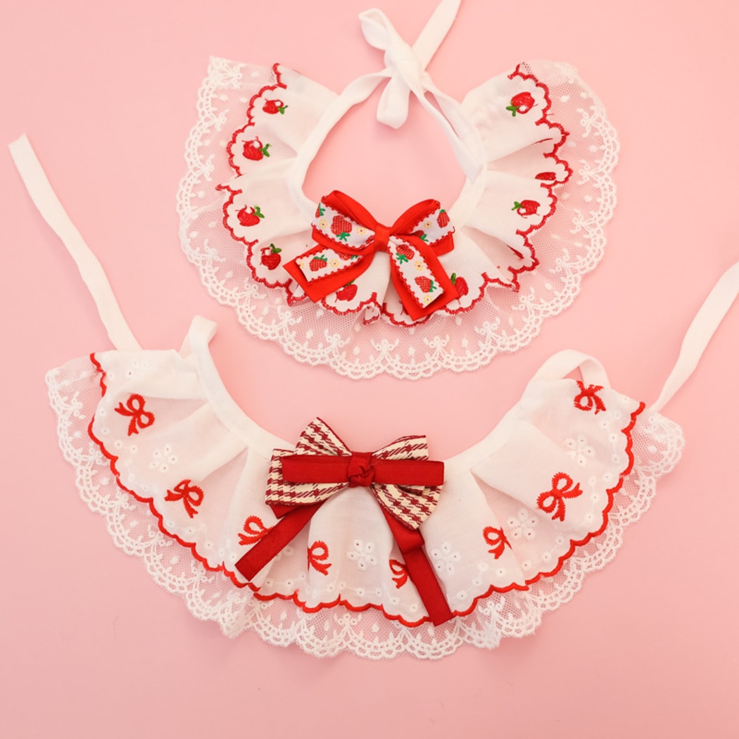 Mokka - Strawberry Cherry Lace Cat Collar