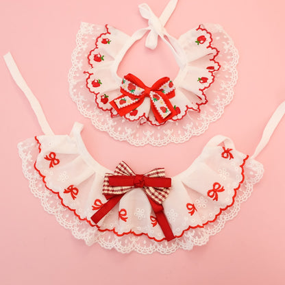 Mokka - Strawberry Cherry Lace Cat Collar