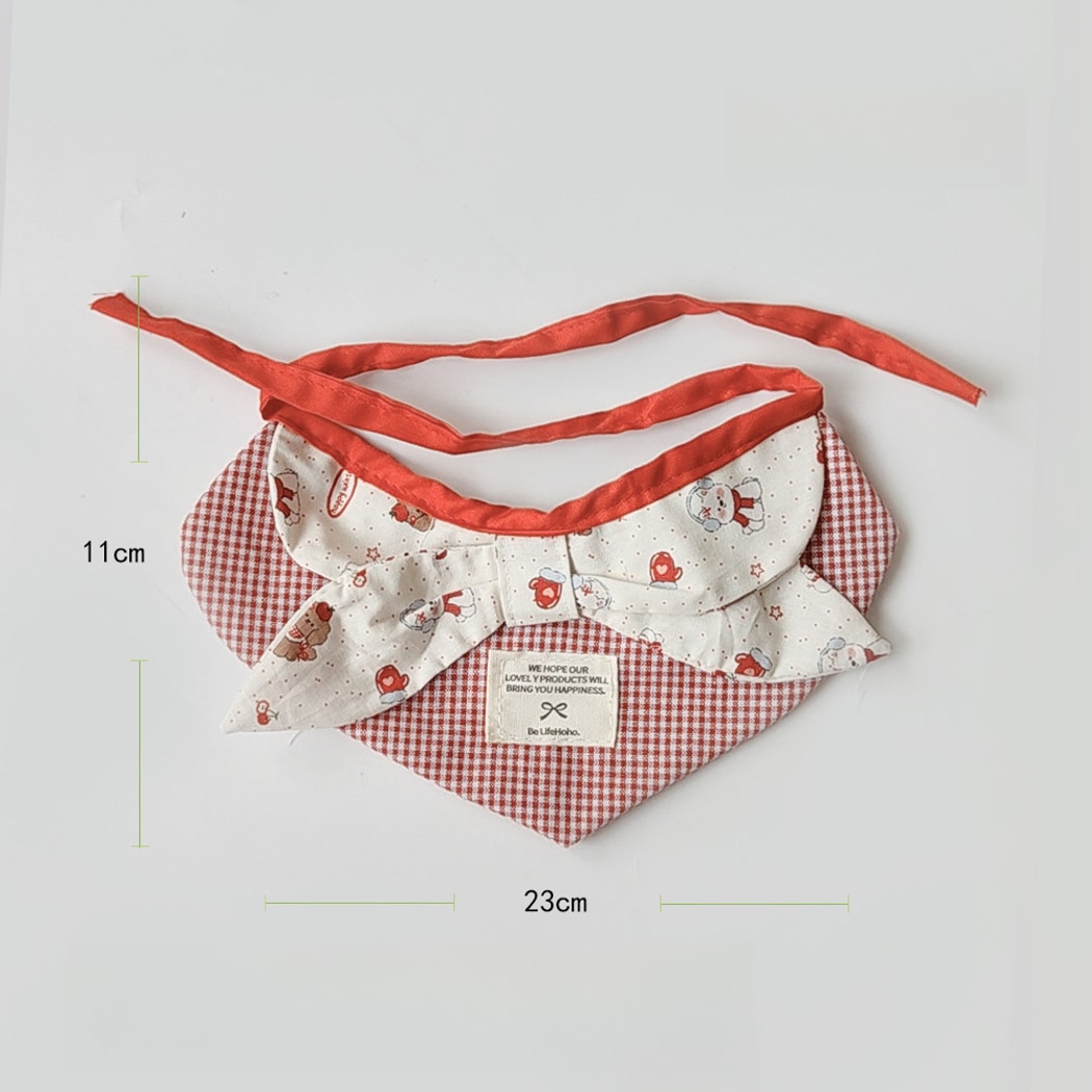 Mokka - Plaid Cartoon Pet Bandana Collar and Bib
