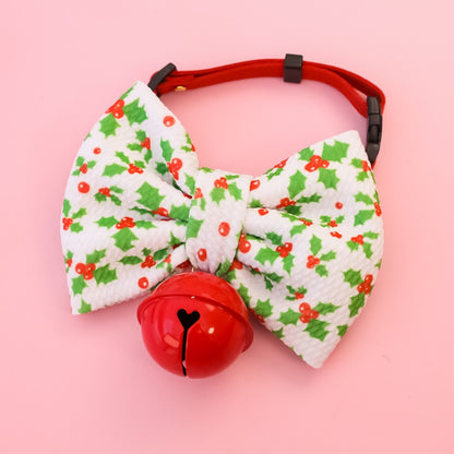 Christmoo - Holiday Print Pet Collar with Bow Accent