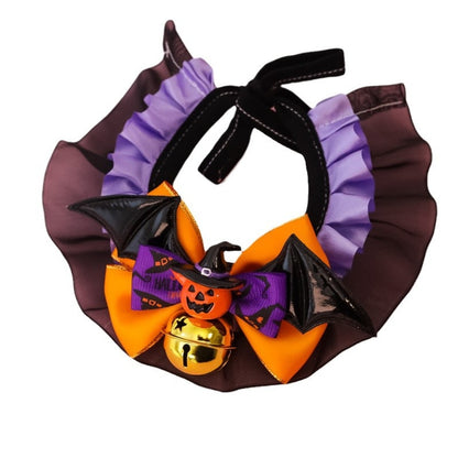 Halloweek - Pumpkin Bow Lace Halloween Pet Collar