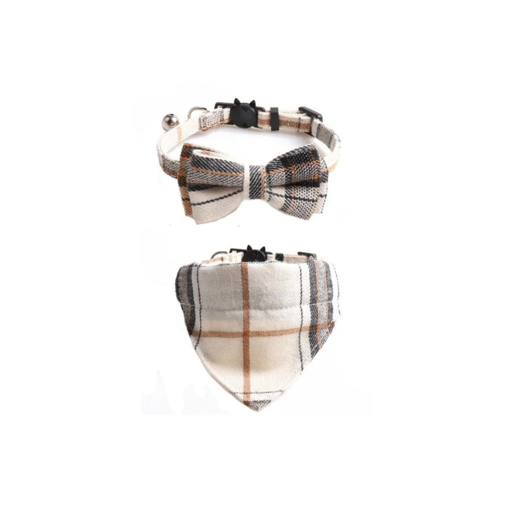 Mokka - Floral Print Panel Cat Collar Set