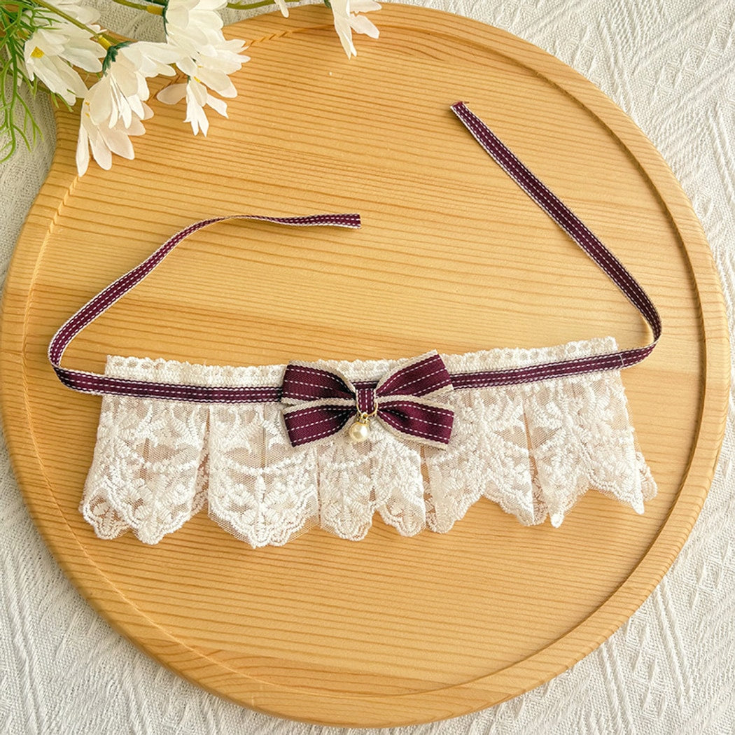 Mokka - Princess Bow Lace Trim Cat Bib