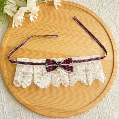 Mokka - Princess Bow Lace Trim Cat Bib