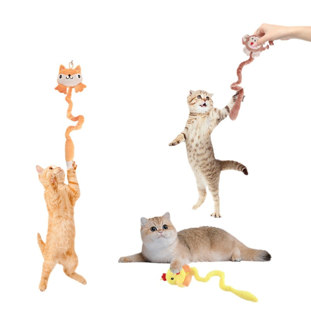 Moo - Character Head and Wavy Tail Plush Cat Toy