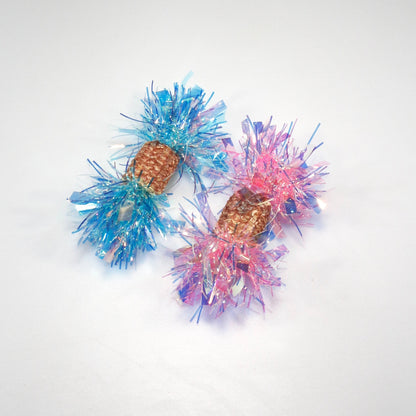 Moo Sparkle Tinsel Cat Toy displayed on white background with glittery tinsel