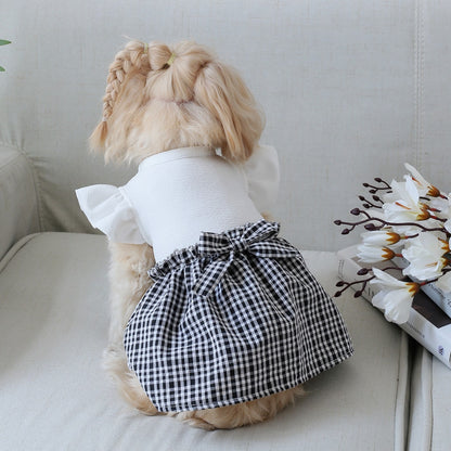 Ozzie - Flutter Sleeve Gingham Pet Clothing Dress