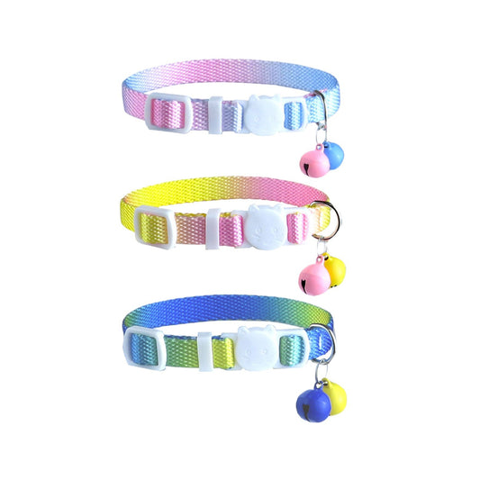 Mokka pastel gradient cat collar with bell displayed on white background