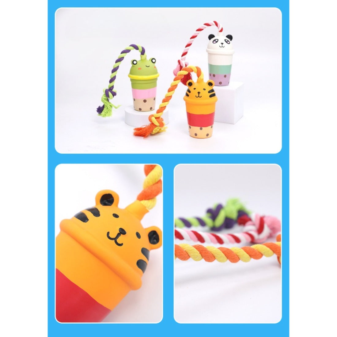 Petkin - Animal Cup Rope Tug Dog Toy