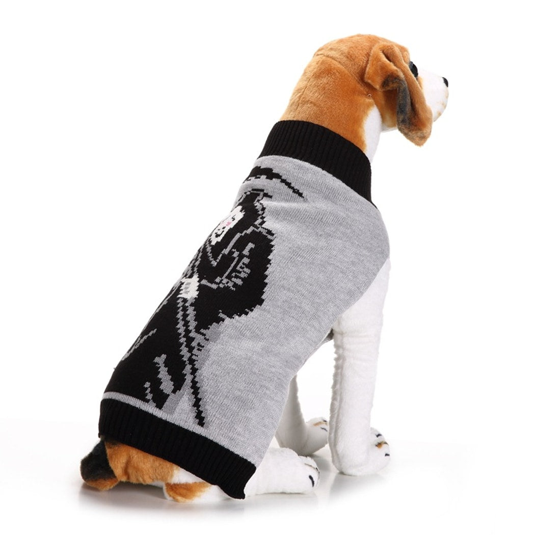 Halloweek - Ribbed Trim Gray Dog Sweater