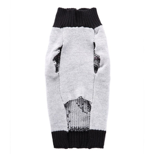 Halloweek - Ribbed Trim Gray Dog Sweater