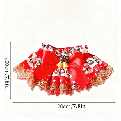 Mokka - Christmas Patterned Ruffled Bib Pet Neckwear