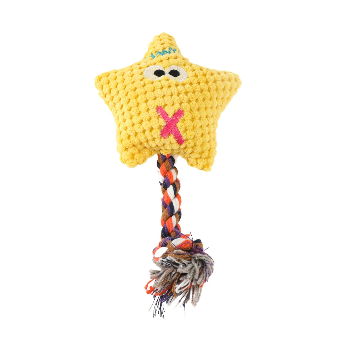 Petkin star-shaped dog toy held in hand to show size and texture