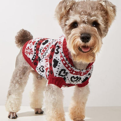 Ozzie - Heart Snowflake Knit Look Pet Sweater