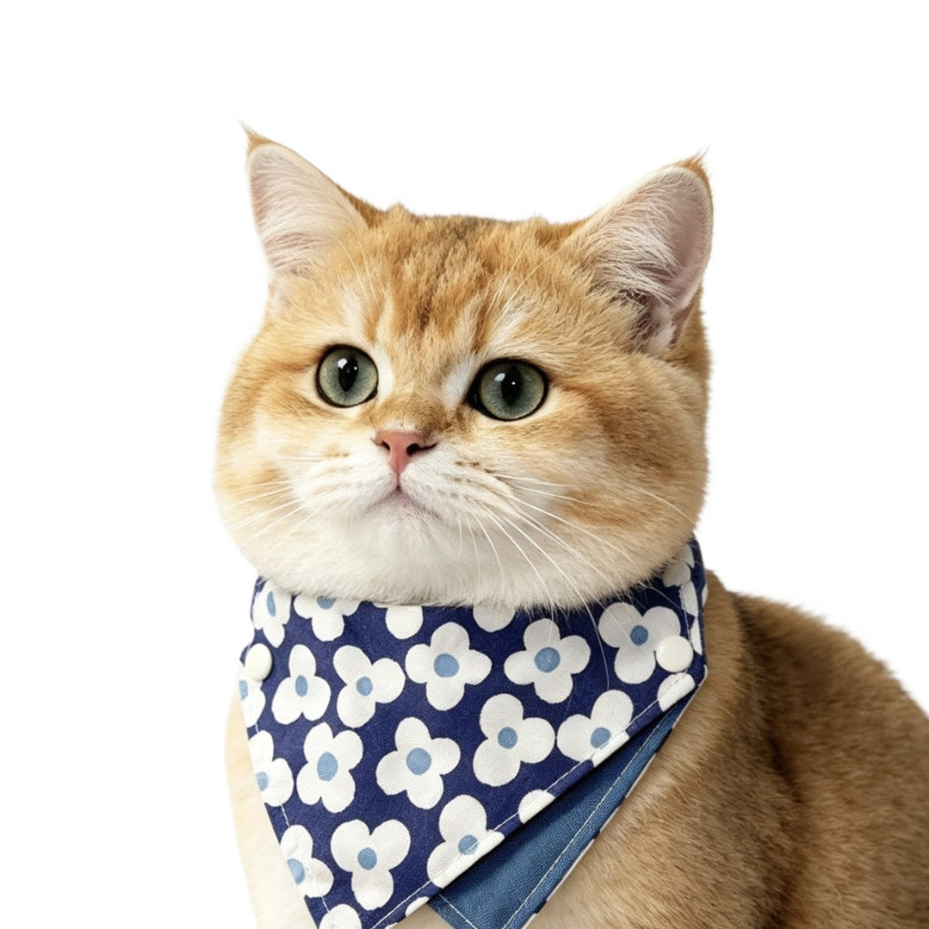 Mokka - Daisy Pattern Panel Bandana Pet Neckwear