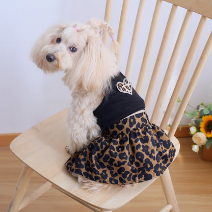 Ozzie - Heart Detail Leopard Print Pet Dress
