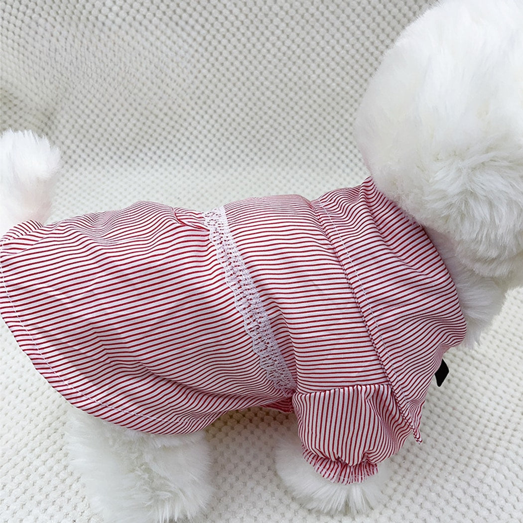 Ozzie - Ruffled Striped Short Sleeve Pet Dog Shirt