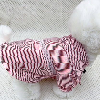 Ozzie - Ruffled Striped Short Sleeve Pet Dog Shirt