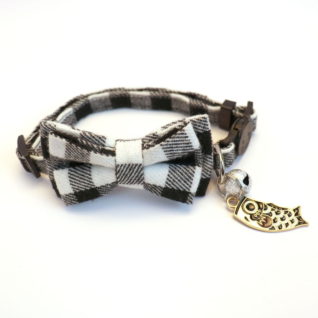 Mokka - Retro Fish Charm Plaid Pet Collar