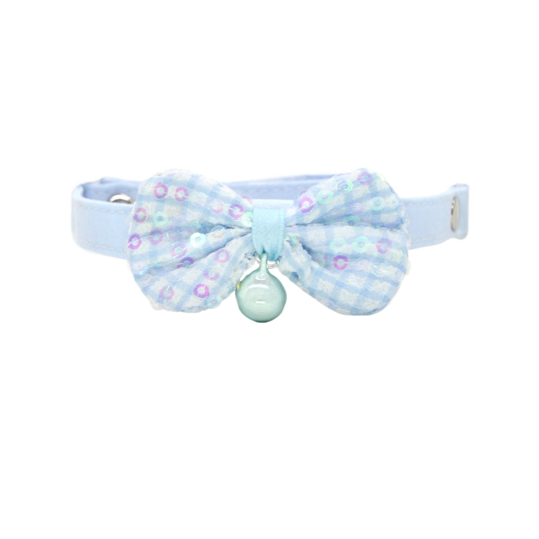 Pastel pink cat collar with adjustable buckle and bell