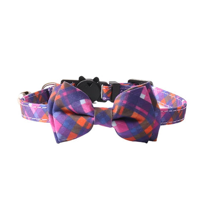 Mokka Plaid Breakaway Cat Collar with plaid pattern in shades of brown and cream