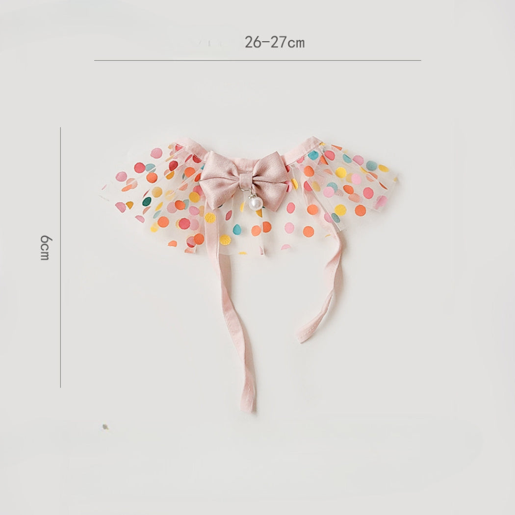 Mokka - Multicolor Polka Dot Ruffled Bib Bow Pet Neckwear