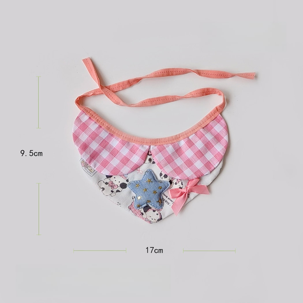 Mokka - Pink Plaid Cartoon Dog Print Pet Bib