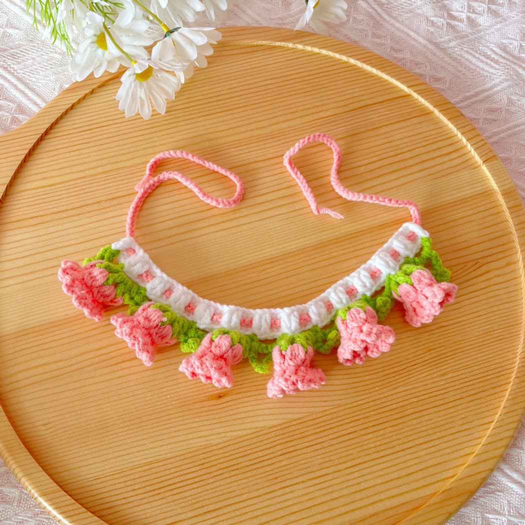 Mokka - Floral Princess Style Knit Cat Collar