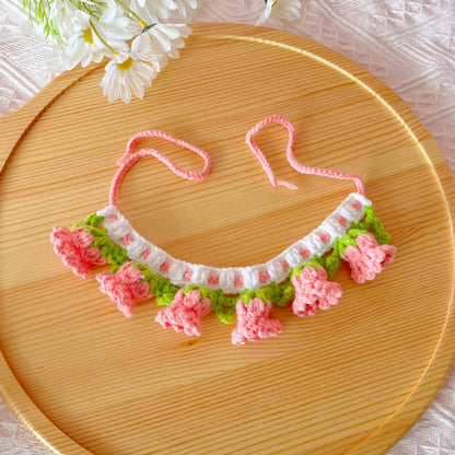 Mokka - Floral Princess Style Knit Cat Collar