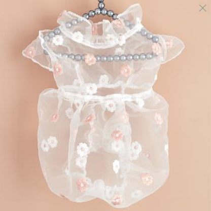 Ozzie - Spring Summer Floral Embroidered Pet Dress