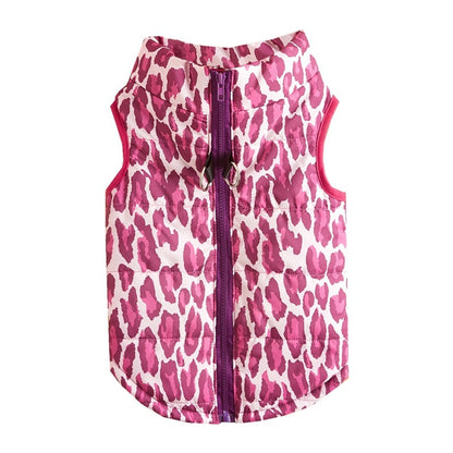Ozzie - Leopard Print Contrast Trim Zip Dog Vest