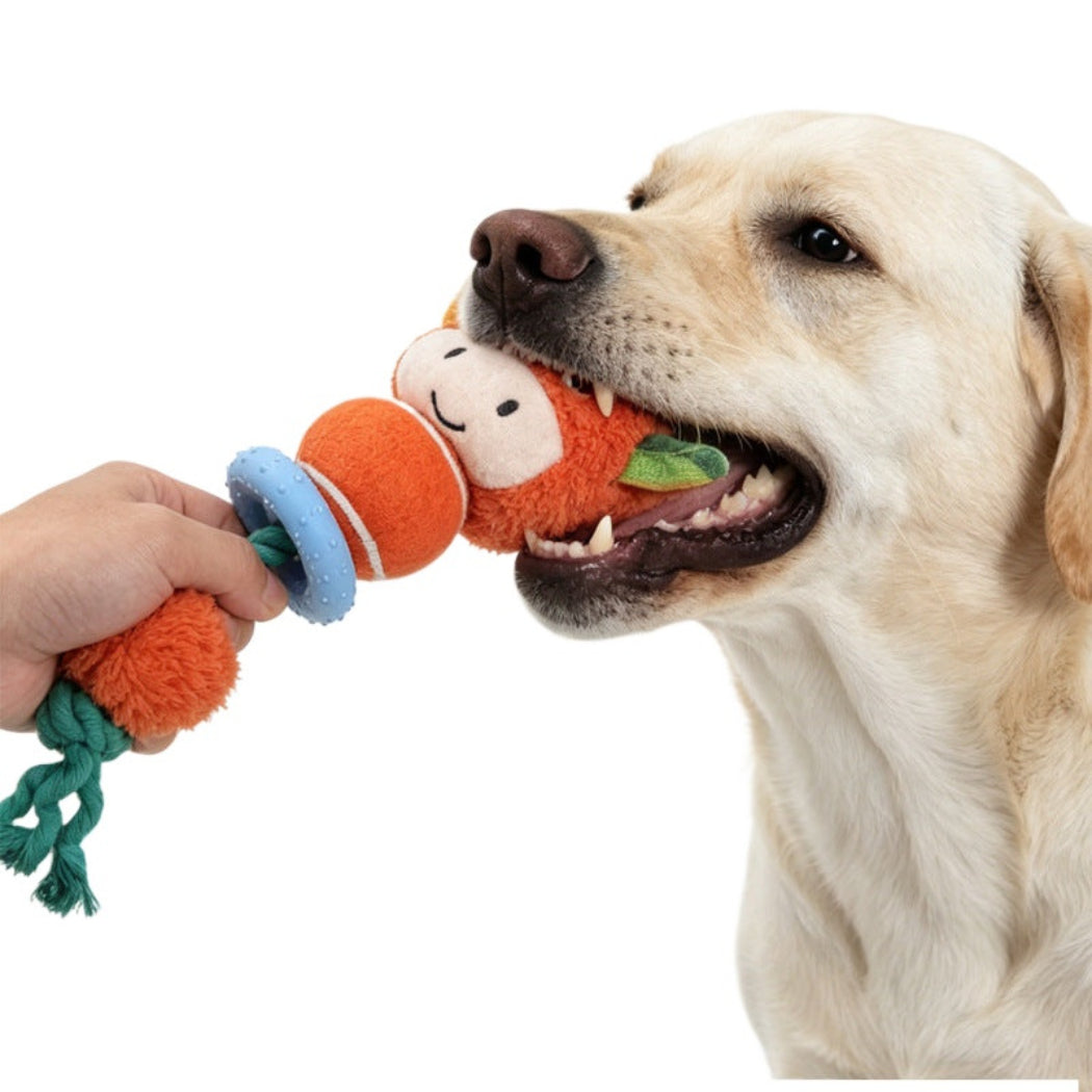 Petkin - Squeaky Plush Animal Rope Dog Toy