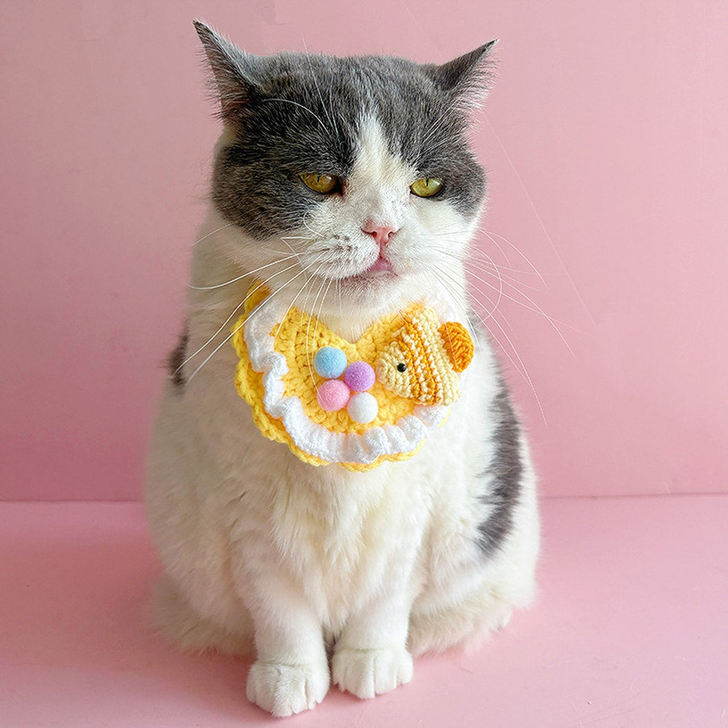 Mokka - Knit Style Fish Motif Cat Bib