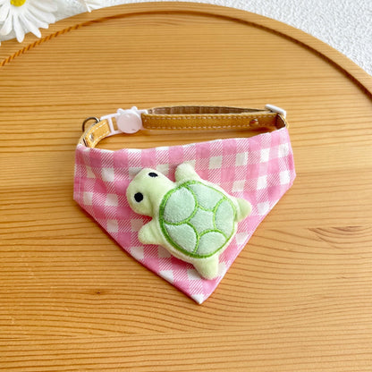 Mokka - Plaid Cartoon Cat Bandana Collar