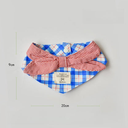 Mokka - Rustic Red and Blue Plaid Pet Bib