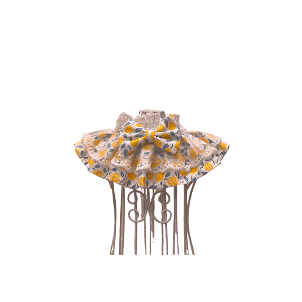 Mokka - Fruit Print Bow Layered Lace Pet Collar