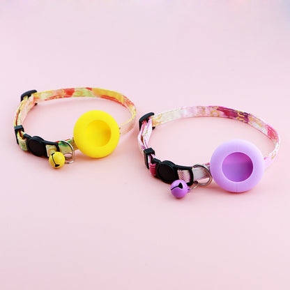 Mokka - Floral Airtag Holder Safety Buckle Cat Collar