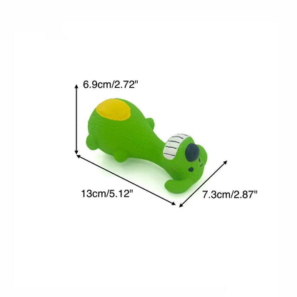 Petkin Grinning Dog rubber toy positioned upright on plain surface