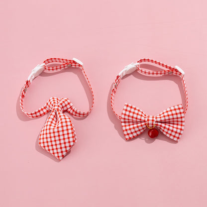 Mokka - Gingham Tie Neck Accessory Cat Collar