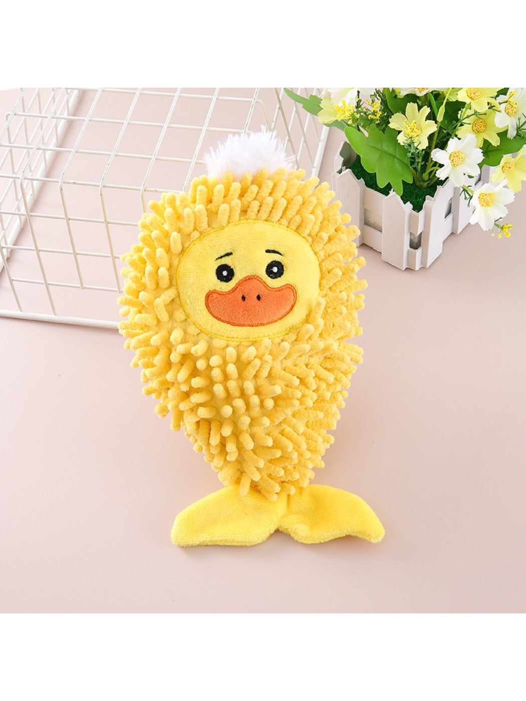 Petkin Animal Mop Plush Dog Toy shown from above on plain surface