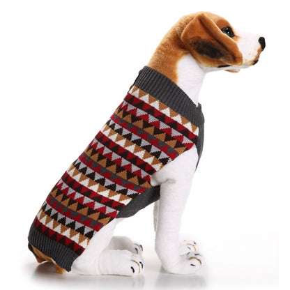 Ozzie - Red Geometric Knit Dog Sweater
