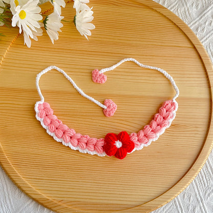 Mokka - Flower Accent Tie Strap Cat Collar