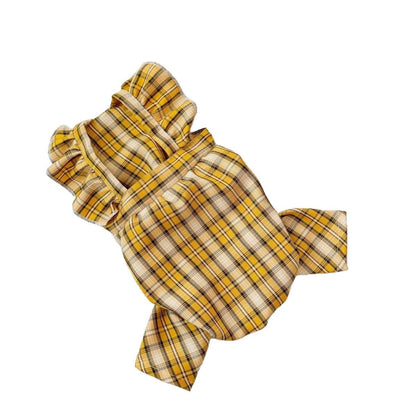 Ozzie - Plaid Ruffle Trim Dog and Cat Jumpsuit