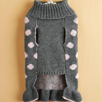 Ozzie - Bow Detail Ruffled Hem Pet Knit Sweater