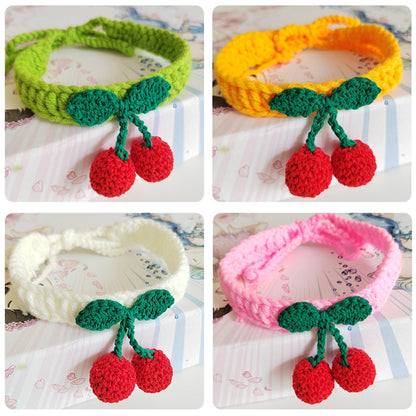 Mokka - Cherry Accent Tie Strap Decorative Cat Collar