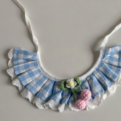 Mokka - Plaid Ruffled Bib Lace Pet Neckwear